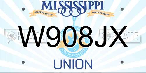 W908JX Mississippi License Plate