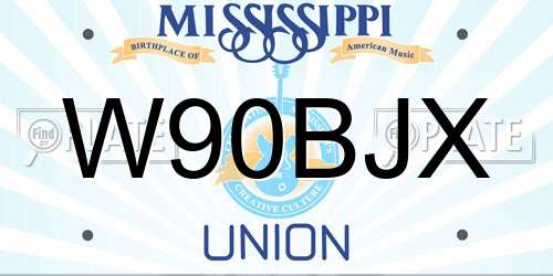 W90BJX Mississippi License Plate