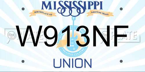 W913NF Mississippi License Plate