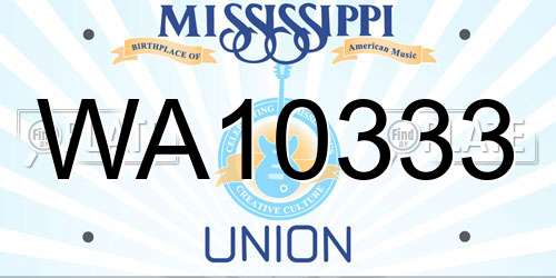 WA10333 Mississippi License Plate