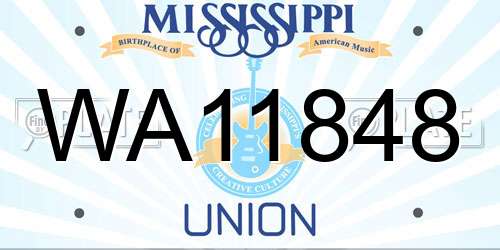 WA11848 Mississippi License Plate