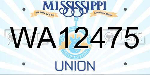 WA12475 Mississippi License Plate