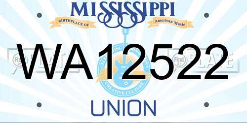 WA12522 Mississippi License Plate