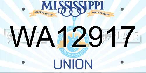 WA12917 Mississippi License Plate