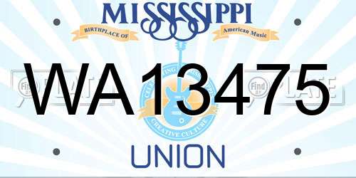 WA13475 Mississippi License Plate