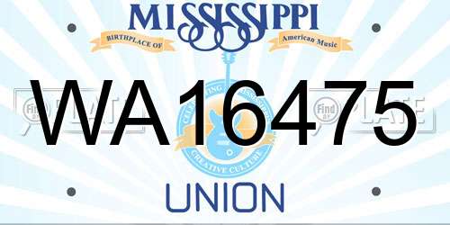 WA16475 Mississippi License Plate