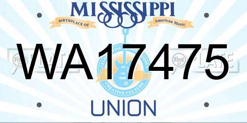 WA17475 Mississippi License Plate