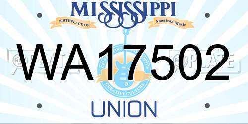WA17502 Mississippi License Plate