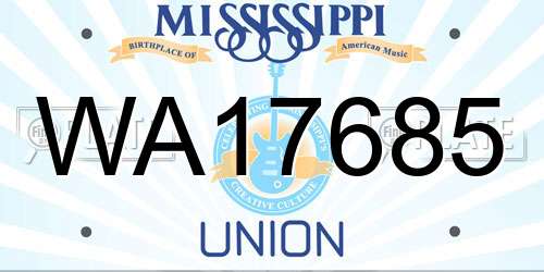 WA17685 Mississippi License Plate