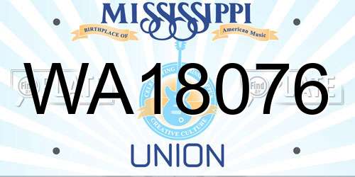 WA18076 Mississippi License Plate