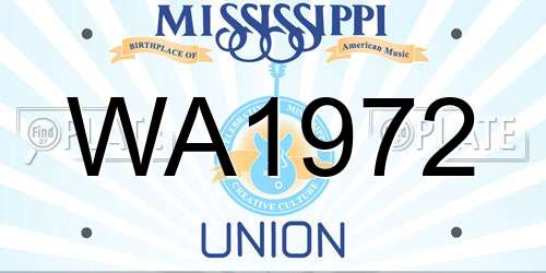 WA1972 Mississippi License Plate
