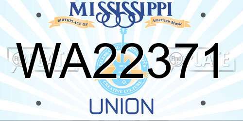 WA22371 Mississippi License Plate