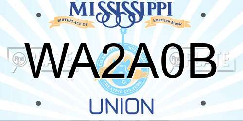 WA2A0B Mississippi License Plate