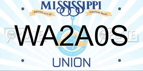 WA2A0S Mississippi License Plate