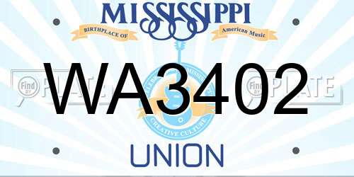 WA3402 Mississippi License Plate