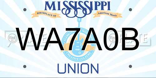 WA7A0B Mississippi License Plate
