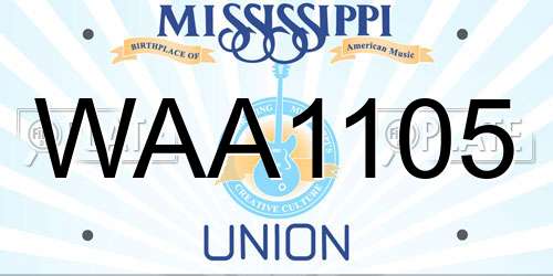 WAA1105 Mississippi License Plate