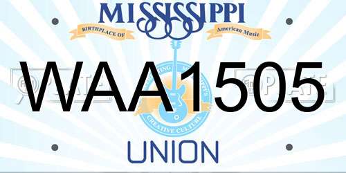 WAA1505 Mississippi License Plate