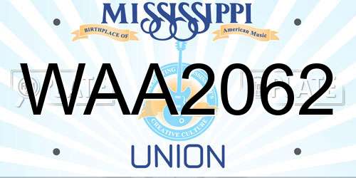 WAA2062 Mississippi License Plate