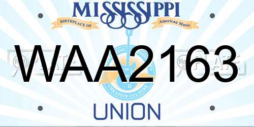 WAA2163 Mississippi License Plate