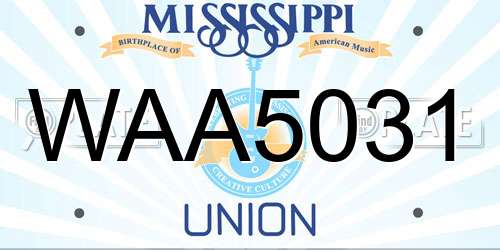 WAA5031 Mississippi License Plate