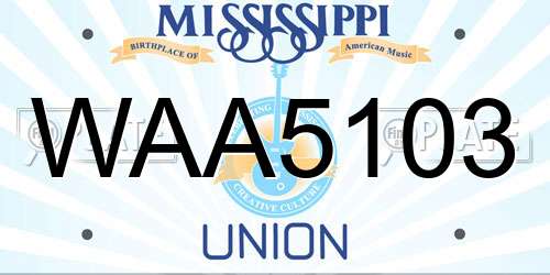 WAA5103 Mississippi License Plate