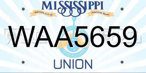 WAA5659 Mississippi License Plate