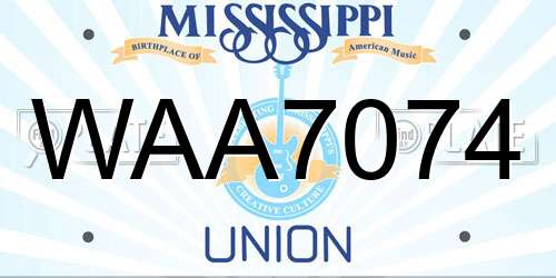 WAA7074 Mississippi License Plate