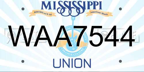 WAA7544 Mississippi License Plate