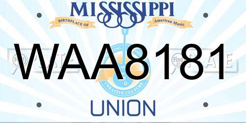 WAA8181 Mississippi License Plate