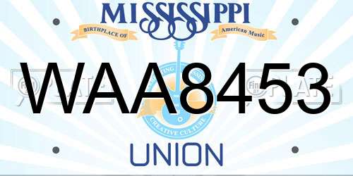 WAA8453 Mississippi License Plate