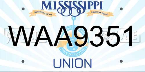WAA9351 Mississippi License Plate
