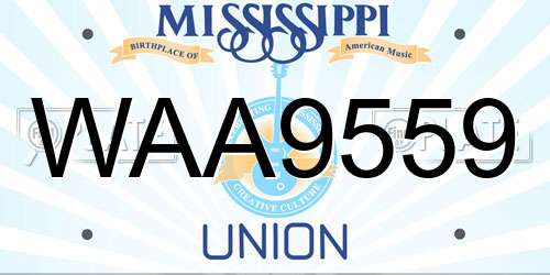 WAA9559 Mississippi License Plate