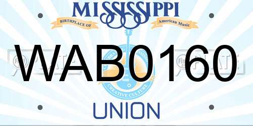 WAB0160 Mississippi License Plate