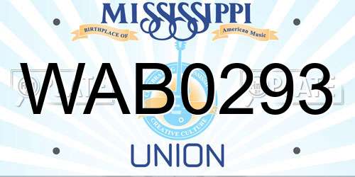 WAB0293 Mississippi License Plate