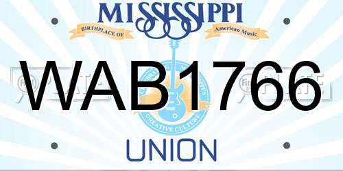 WAB1766 Mississippi License Plate