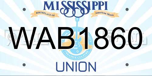 WAB1860 Mississippi License Plate