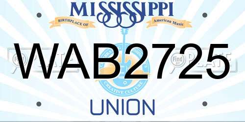 WAB2725 Mississippi License Plate