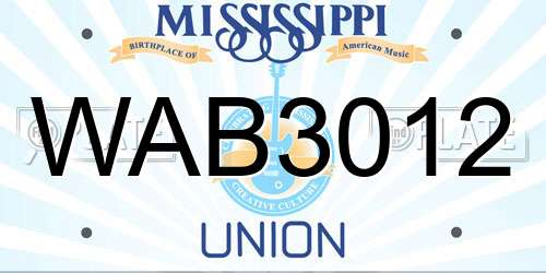 WAB3012 Mississippi License Plate