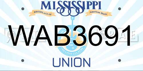 WAB3691 Mississippi License Plate