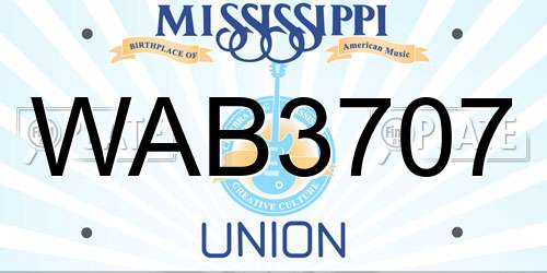 WAB3707 Mississippi License Plate