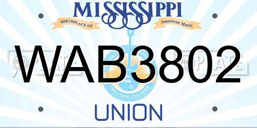 WAB3802 Mississippi License Plate