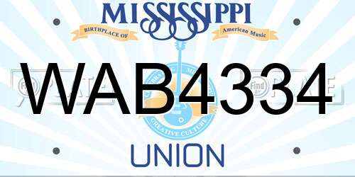 WAB4334 Mississippi License Plate