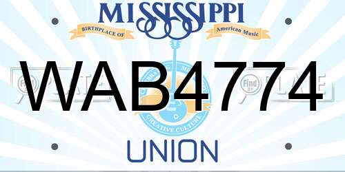 WAB4774 Mississippi License Plate