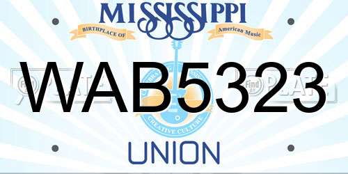 WAB5323 Mississippi License Plate