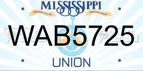 WAB5725 Mississippi License Plate