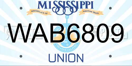 WAB6809 Mississippi License Plate
