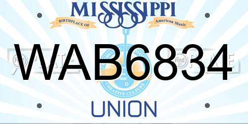 WAB6834 Mississippi License Plate