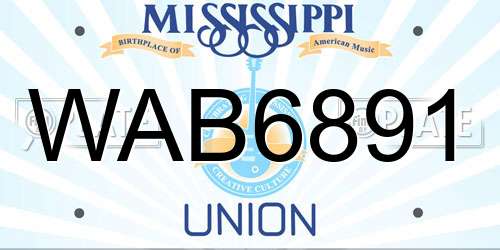 WAB6891 Mississippi License Plate