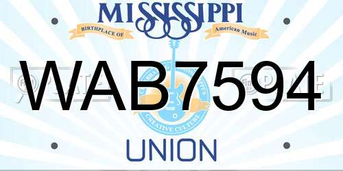 WAB7594 Mississippi License Plate